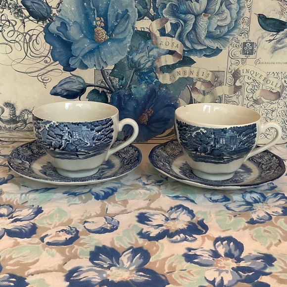 Other - Liberty Blue and White Floral Teacup Set of Two